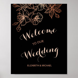 Affiche Floral de cuivre noir   Accueil Mariage gothique