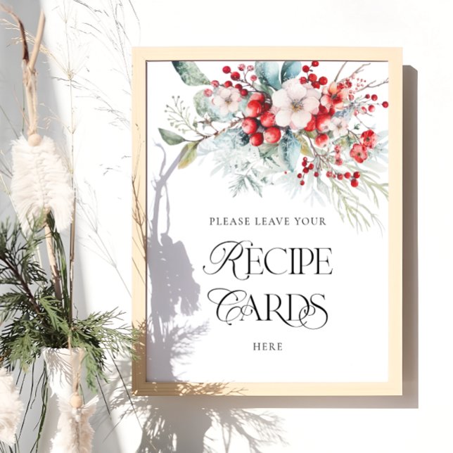 Affiche Floral d'hiver Laissez votre carte de recette ici (Créateur téléchargé)