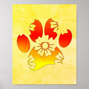 Affiche Floral Dog Paw Print