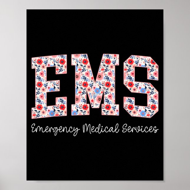 Affiche Floral Ems Emergency Medical Services Emt Wildflow (Devant)