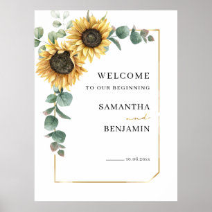 Affiche Floral Eucalyptus Sunflower Mariage Bienvenue