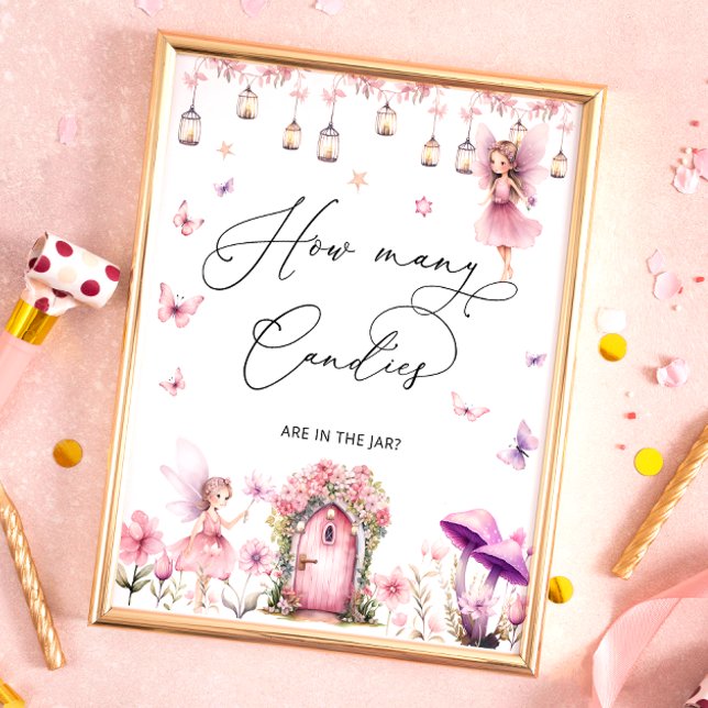 Affiche Floral Fairy Garden Combien de bonbons dans Jar Po (Créateur téléchargé)