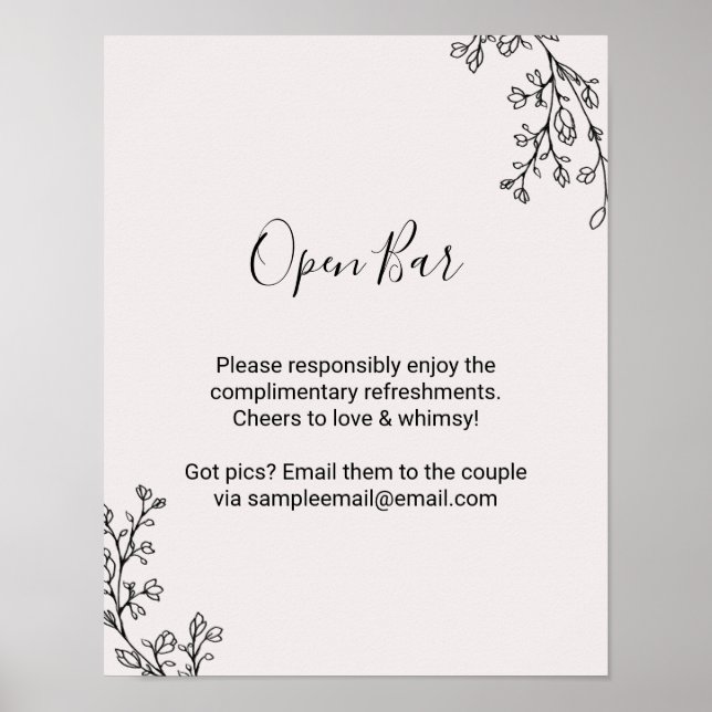 Affiche Floral Fairytale Mariage Open Bar (Devant)