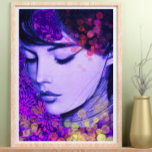 Affiche Floral Femme Botanique Fleurs Vintages Pop Art<br><div class="desc">Cette affiche montre un beau visage de femme avec un joli arrière - plan de fleurs vintages. Le choix du bleu monochromatique pour le visage était de donner de l'élégance et de la modération à l'affiche. Le choix du thème féminin FLoral était d'être tendance et élégant. Le choix de l'arrière...</div>