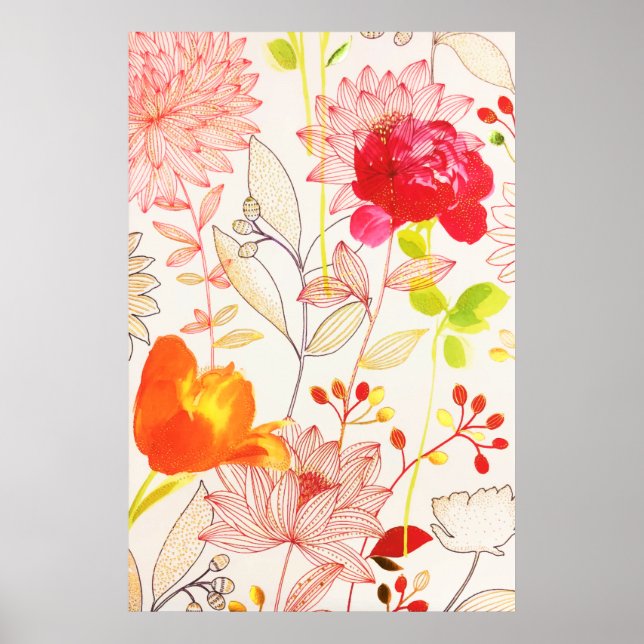 Affiche Floral Fleur Blush Or Soleil Rose Aquarelle (Devant)
