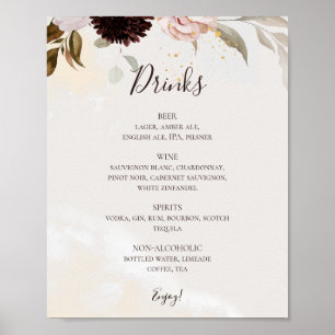 Affiche Floral flush moderne   Menu boissons aquarelle