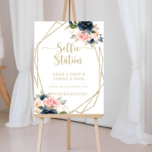 Affiche Floral Gold Geometric Selfie Station Sign