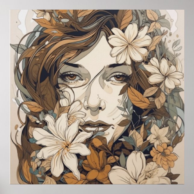 Affiche Floral Grace : Line Art Elegance (Devant)
