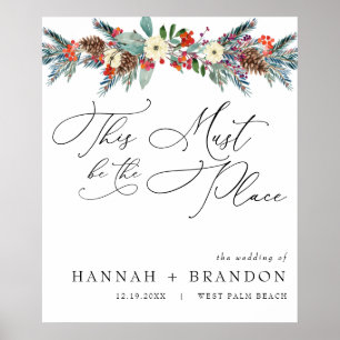 Affiche Floral hivernal rustique   Accueil Mariage moderne