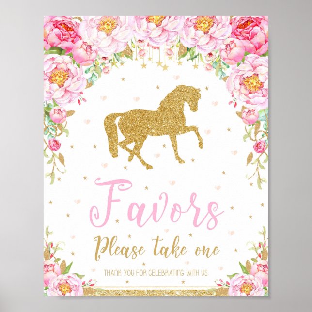 Affiche Floral Horse Anniversaire Fête Faveurs Décor Signa (Devant)