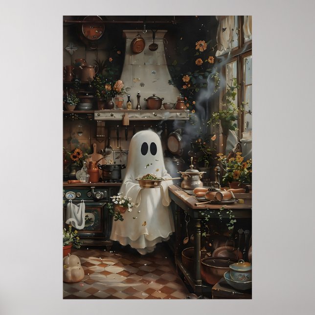 Affiche Floral Kitchen Ghost Print, Dark Academia (Devant)