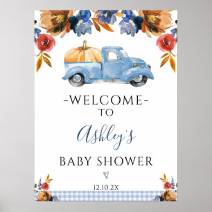 Affiche Floral Little Citrouille Baby shower de camion Bie