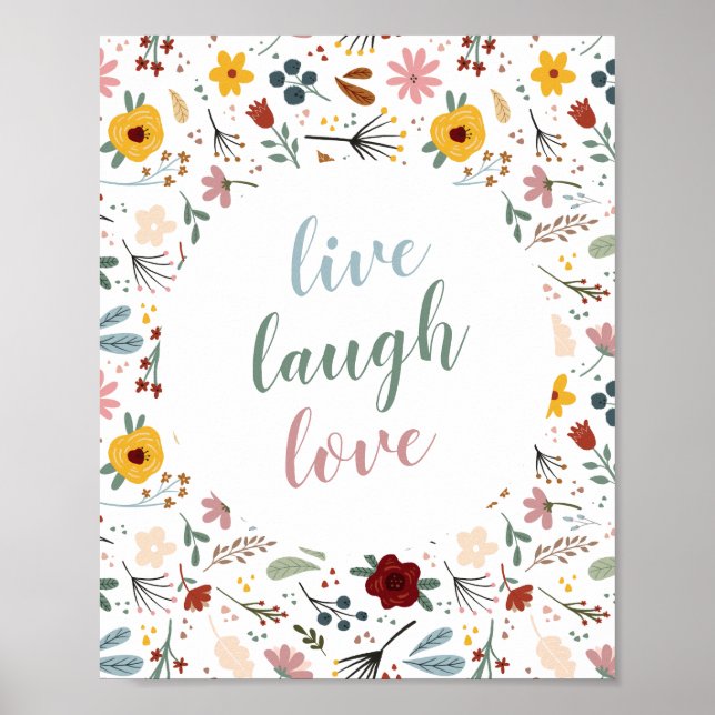 Affiche Floral Live Laugh Love (Devant)