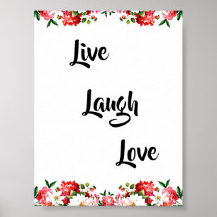 Affiche Floral "Live, Laugh, Love" Élégant