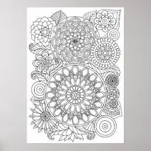 Affiche Floral Mandala Bouquet Adult Coloration