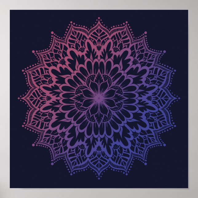 Affiche Floral Mandala Flower Yoga (Devant)