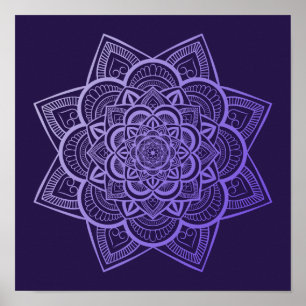 Affiche Floral Mandala Lavender Purple Gradient Art Imprim