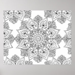 Affiche Floral Mandala Motif géométrique Couleur adulte