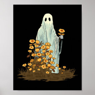 Affiche Floral mignon Halloween Fantôme gothique Éffrayant