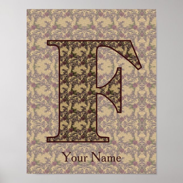 Affiche Floral Monogram Initial F Personalized (Devant)