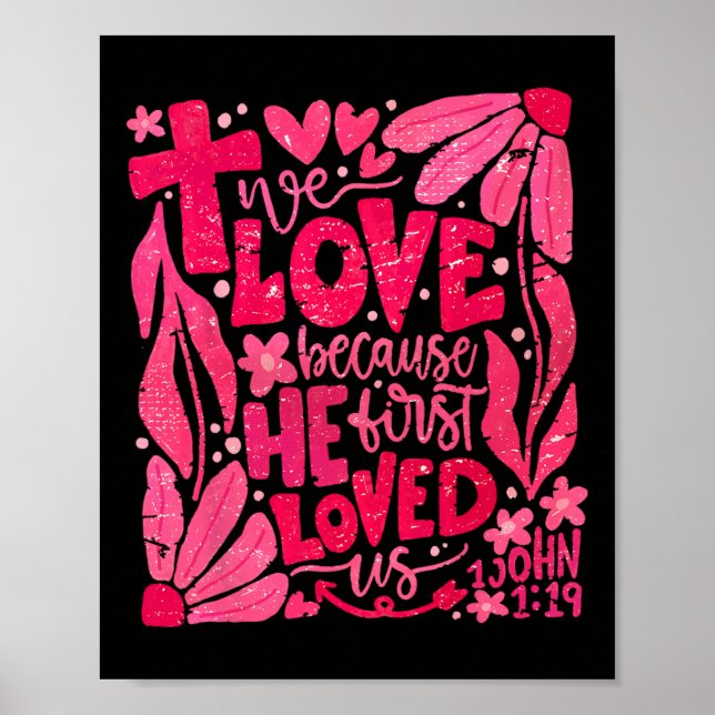 Affiche Floral Nous Aimons Parce Qu'Il Nous Aimait D'Abord (Devant)