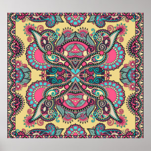 Affiche Floral Paisley Bandanna : Ornement traditionnel