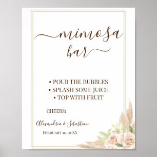 Affiche Floral Pampa Grass Mimosa Bar Bridal Shower Sign