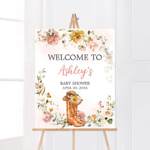 Affiche Floral Petite Cowgirl Baby shower Bienvenue