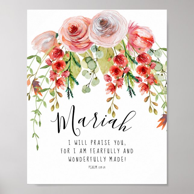 Affiche Floral Peur et merveilleusement fait Psaume (Devant)