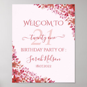 Affiche Floral Pink 21e anniversaire