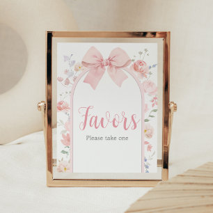Affiche Floral Pink Bow Baby en Fleur Baby shower Faveurs