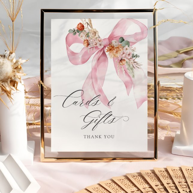 Affiche Floral Pink Bow Baby in Bloom Cartes et cadeaux (Créateur téléchargé)