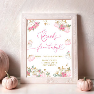 Affiche Floral Pink Petits livres Citrouilles pour bébé