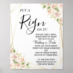 Affiche Floral Put a Ring nuptiale signe de jeu de douche