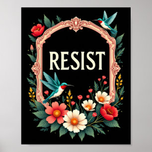 Affiche Floral résiste à Trump drôle Anti-Trump 2025