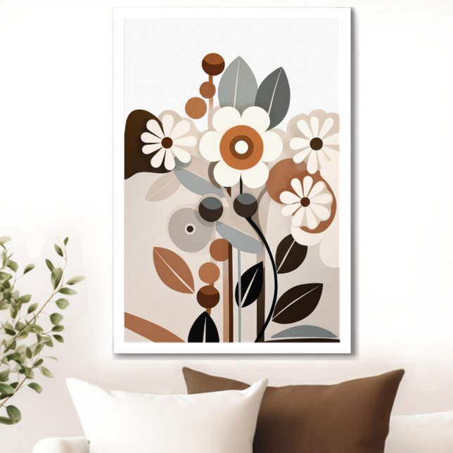Affiche Floral rétro vintage (Transform your space with the timeless beauty of mid century modern floral art print. )