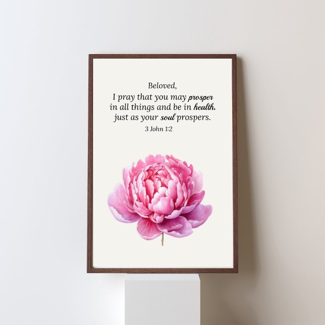 Affiche Floral rose 3 Jean 1:2 Écriture chrétienne (Créateur téléchargé)