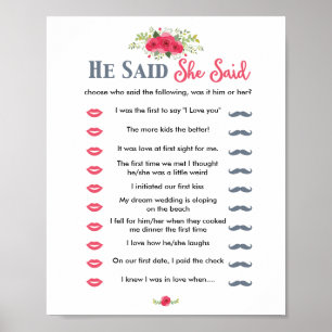 Affiche Floral Rose Il A Dit Qu'Elle A Dit Game