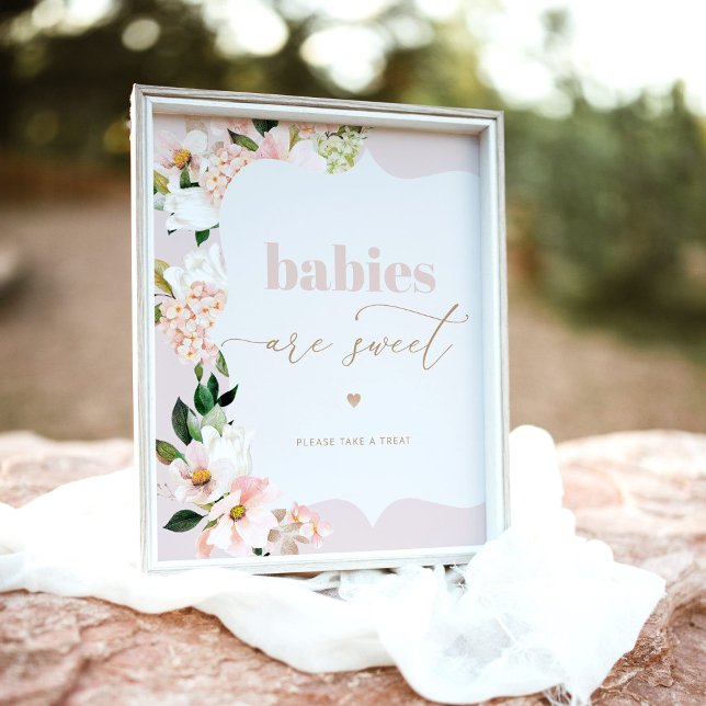 Affiche Floral rose pâle Les bébés sont baby showers doux (Créateur téléchargé)