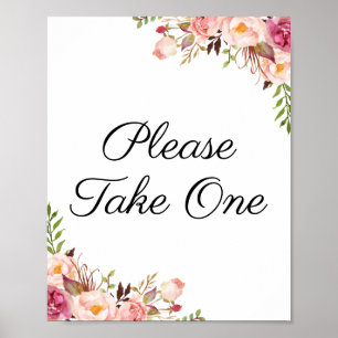 Affiche Floral Rose Rustique S'Il Vous Plaît Prendre Un Si