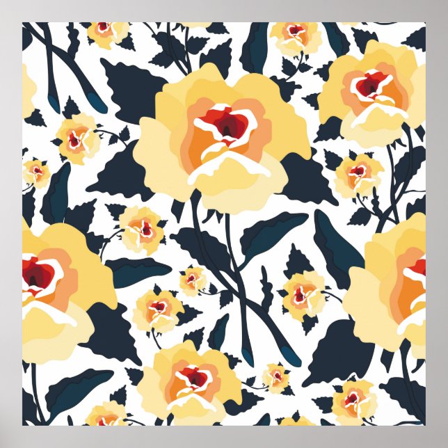 Affiche Floral sans couture motif avec roses. texti sans c (Devant)
