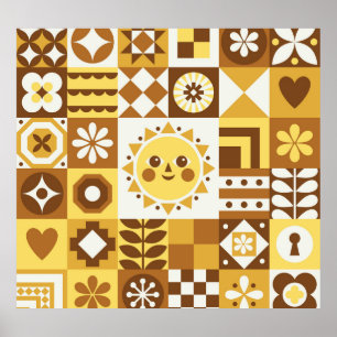 Affiche Floral scandinave : Carte Vintage Abstraite.