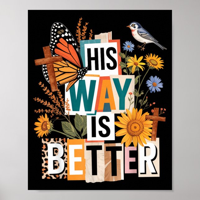 Affiche Floral Son chemin est meilleur papillon Jésus reli (Devant)