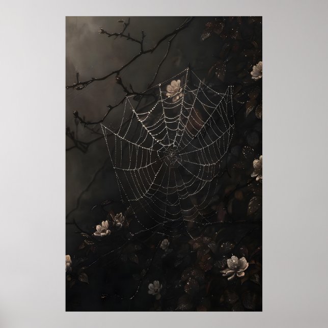 Affiche Floral Spider Web Print, Dark Academia Gothic (Devant)