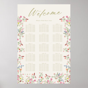 Affiche Floral Spring Wedding Welcome Seating Chart