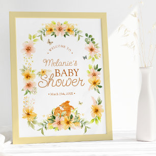 Affiche Floral Storybook Fox Baby shower Bienvenue