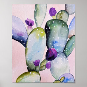 Affiche Floral succulent de cactus d'aquarelle