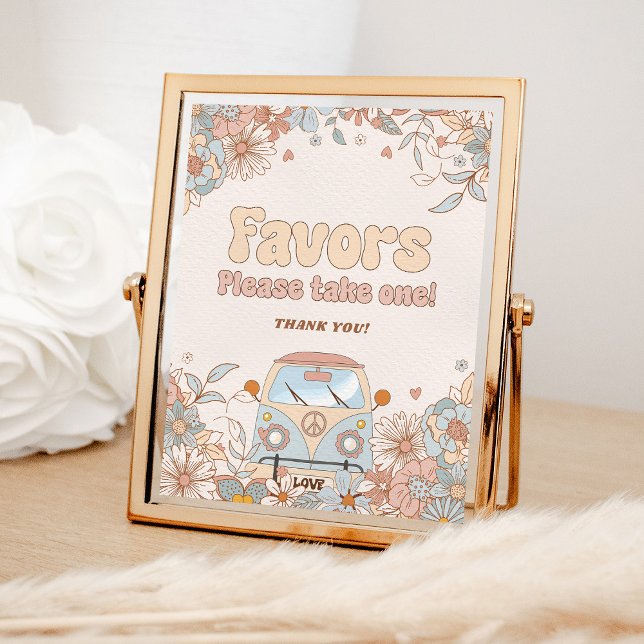 Affiche Floral Super Retro Hippie Party Faveurs (Créateur téléchargé)