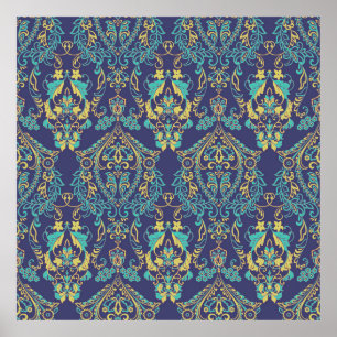 Affiche Floral texturé. Damask motif vintage sans joint.