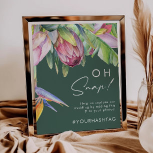 Affiche Floral tropical coloré   Hashtag Green Oh Snap